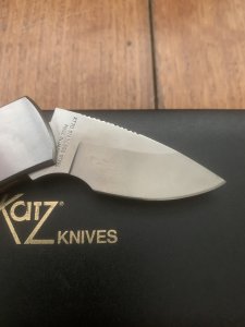 Katz Knives: Small Bob Kat Cherrywood Locking Folding Knife with gift Tin