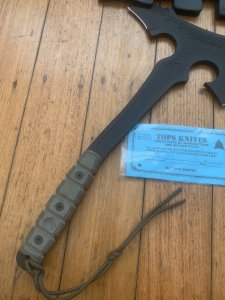 TOPS KNIVES: VI AX Viking Axe Solid 1075 Steel Black linen Micarta Handle & Case