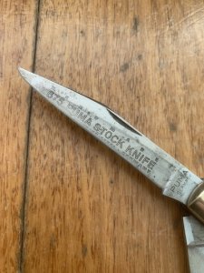 Puma Knife: Puma 1971 Rare 'USER'  'STOCK' 3 blade Fold back Knife with Red Bone Handle