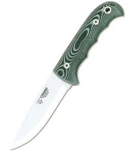 Cudeman Model 148-VC Fixed Blade Cudeman 148VC Bushcraft Knife Green Micarta With Leather Sheath