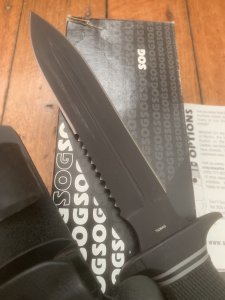 SOG Vintage Original Black Daggert- 2 Commando Dagger with Kydex Tactical Sheath