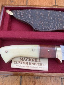 Mackrill Custom Knives 1994 No.6 SCI Limited edition Red Ivory & Giraffe Bone Handle #31-100