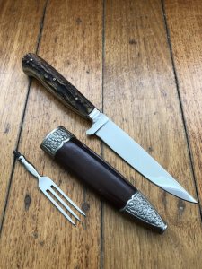 Puma Knife: Rare Nicker Knife with Built in Fork Set