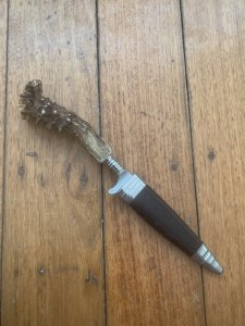 1960's-70's DES Brand Jagdnicker Knife with ROE Buck Antler Handle & Sheath