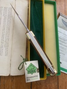 Puma Rare Model 971 Game Warden 1989 Saw and Blade Folding Knife with original box & Paperwork #45982
