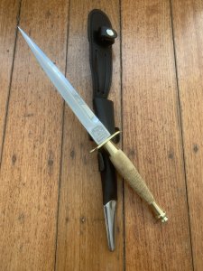 J.NOWILL & SONS  J.ADAMS SHEFFIELD ENGLAND GOLD/SILVER FS COMMANDO KNIFE