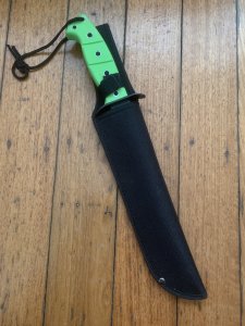 Large Fluoro Green Handled Bush Craft/Camping Knife Kit
