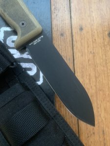 Ontario 2015 Model SK-5 Black Bird Noir Straight Edge Knife with Micarta Handle and Black Nylon Tactical Belt Sheath