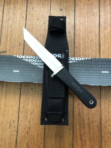 SOG Vintage Original TS-01 TSUNAMI Knife with Nylon Tactical sheath and sharpening stone pouch