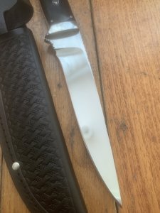 MAFFI SYDNEY AUSTRALIA Gloss Black Handled Fixed Blade Knife With Sheath