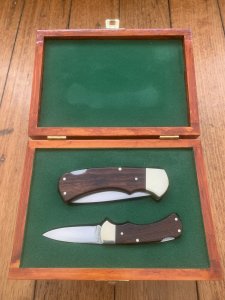 Puma Set of 2 - 1987-90 4 Star Rosewood Folding Knife Set in Puma Display Box