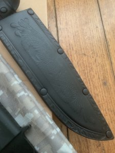 Kizlyar Knife: Kizlyar Original Phoenix Black Military Knife with Elastron Rubberised Handle and Leather Sheath #628