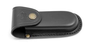 Puma Knife Sheath: Black Vertical Leather Knife Pouch
