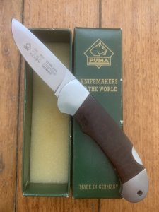 Puma Knife: Puma Custom HEHNI Ebony/Rosewood Handled Lock Back Folding Knife