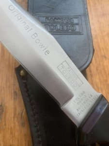 Toledo Australian Made Vintage Bowie Knife in Black Leather Flap Over Sheath