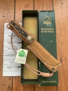 Puma Knife: Puma Hunters Pal 1994 in Original Sheath and Original Green Card Box #28491