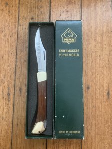Puma Knife: Puma 1995 Trail Boss/Emperor 975 Folding Knife with Jacaranda Handle Original Box #51592