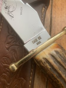 CASE XX USA KODIAK BEAR Knife with Antler Handle and Leather Sheath