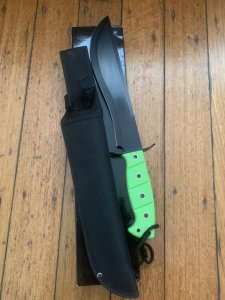 Large Fluoro Green Handled Bush Craft/Camping Knife Kit