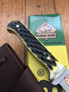 Puma SGB Knife: Puma SGB Hunters Friend Brown Jigged Bone Handle