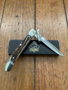 Puma Knife: Puma 2004 Small Medici Lock back Knife with Stag Handle