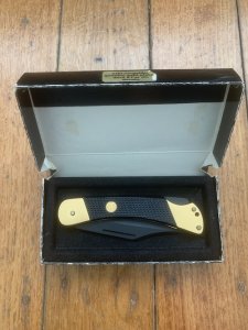 Puma Knife: Puma Rare 1988 Commando 24 Carat GOLD 88 Model Lock back Knife with Black ABS Handle & Original Box #44882