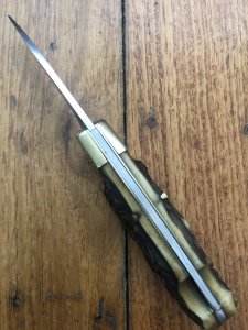 Puma Knife: Puma 1985 USED 745 4 Star Full Sized Folding Lock Knife with Stag Antler Handle *19581