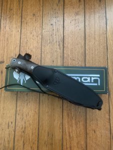 Cudeman Model 172FL Scout Knife With Black Leather Sheath