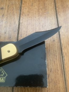 Puma Knife: Puma Rare 1988 Commando 24 Carat GOLD 88 Model Lock back Knife with Black ABS Handle & Original Box #44882