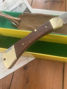 Puma Rare model 970 Game Warden 1971 Folding Lock Knife With Suede Pouch and in Original box #63171