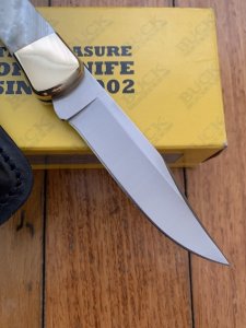 Buck Knife: 2007 Model Buck 110 Classic with Pearl Cordon Handle and Leather Pouch