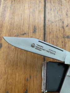 Puma Knife: Puma Original Stockman Knife with Bright Red Jigged Bone Handle Circa 2004