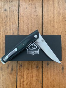 Puma Knife: Puma Tec  Folding Liner Lock Knife with Green/Black G10 Handle