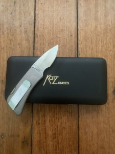 Katz Knives: Small Bob Kat Cherrywood Locking Folding Knife with gift Tin