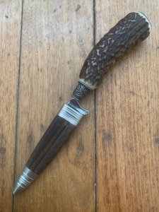 1970's Solingen Jagdnicker Knife with Deer Antler Handle & Sheath