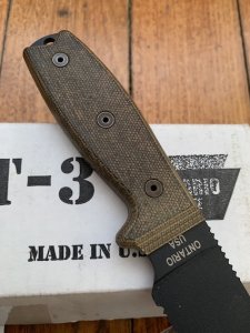 Ontario Ranger Series RAT-3 Part Serrated with Micarta Handle and Tactical Belt Sheath