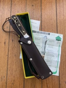Puma Knife: 1983 Puma Mint condition Bowie knife with Stag Antler Handle in original Box