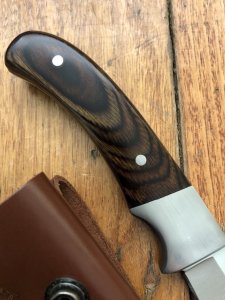 Leupold USA Special Edition Fixed Blade Knife with Laminated Wooden Handle and Leather Sheath