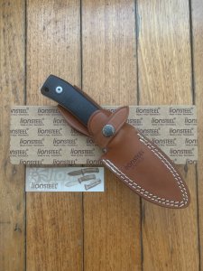 LionSTEEL Italy. Model M4 GBK Black G10 Handle with Leather Sheath