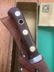 Puma Knife: Puma Rare 1969 Jacaranda White Hunter Knife with Original Box Paperwork #96744