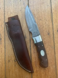 Safari Club International Limited Edition 1989 CHARLTON Damascus Hunter Fixed Blade with Sheath 1-100
