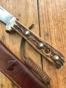 Puma Knife: Puma 11 6398 Original Used 1967 Hunters-Friend with original sheath #21607