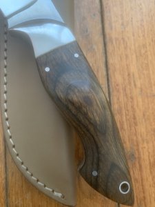 MAFFI SYDNEY AUSTRALIA *Oak Laminate Handled Fixed Blade Knife With Sheath