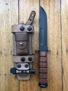 Ka-Bar Knife: Kabar US Army Knife and Custom USA made Hedgehog Sheath