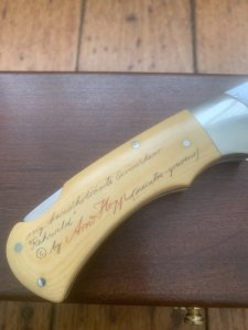 Puma Knife: Puma Original Scrimshawed Puma Roe Deer 4 Star Folding Lock Blade Knife with Presentation Box