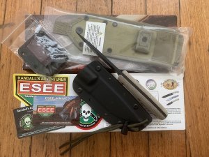 ESEE Knives- ESEE-4 HM Knife with Ivory Beige Micarta Handle & Black Kydex Sheath