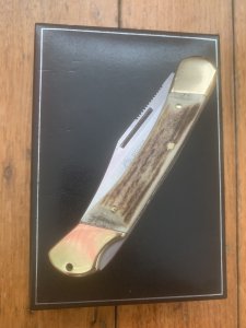 Puma Knife: 2011 Puma Prince Folding Knife with Sambar Stag Antler Handle in Black Display Box