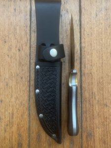MAFFI SYDNEY AUSTRALIA Wood Handled Fixed Blade Knife With Sheath