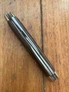Puma Knife: Puma 1971 Rare 'USER'  'STOCK' 3 blade Fold back Knife with Red Bone Handle