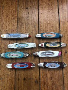 Collection of 8 Franklin Mint Cars of the Fifties Pocket Knives